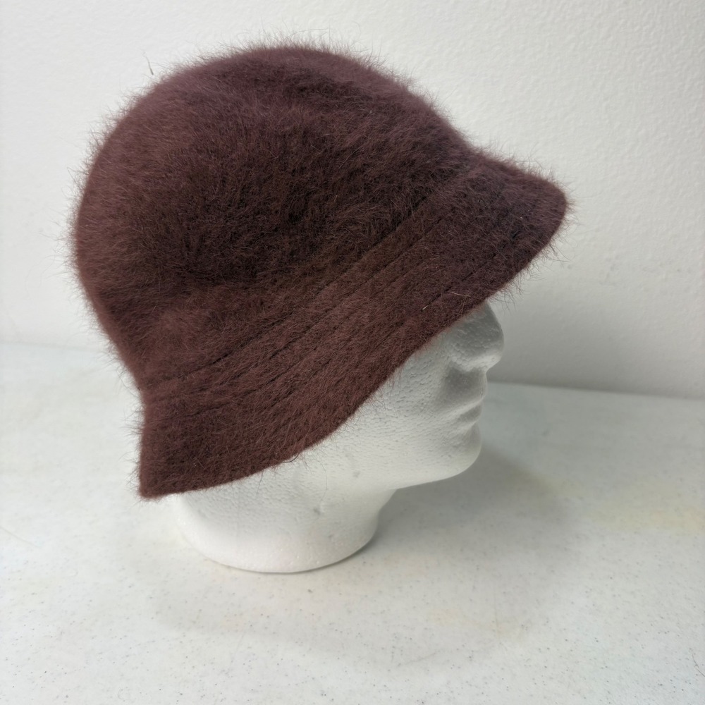 Vintage 100% Angora Rabbit Hair Fuzzy Cloche Bucket Hat Brown RN 105921 - Picture 6 of 6